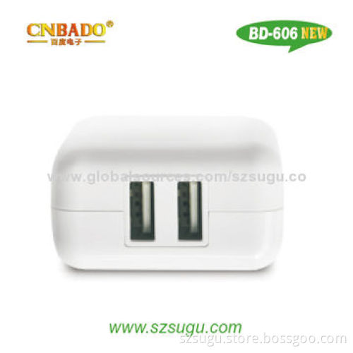 2014 New Design ABS/PC Fireproof Double USB Home Charger for iPhone/iPad